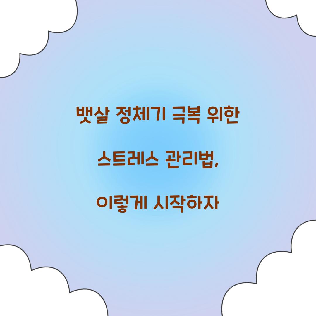 뱃살 정체기 극복 위한 스트레스 관리법