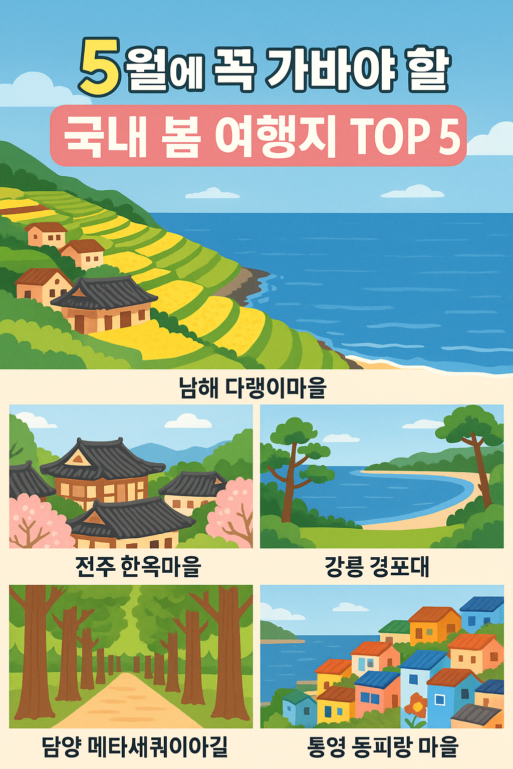 국내봄여행지5군데 이미지