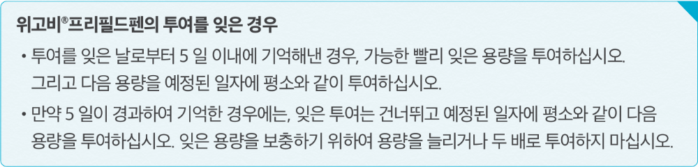위고비 프리필드펜의 누여를 잊은 경우