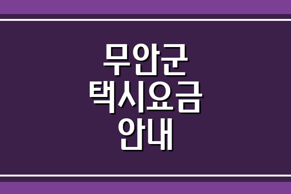  무안군 택시 요금 안내