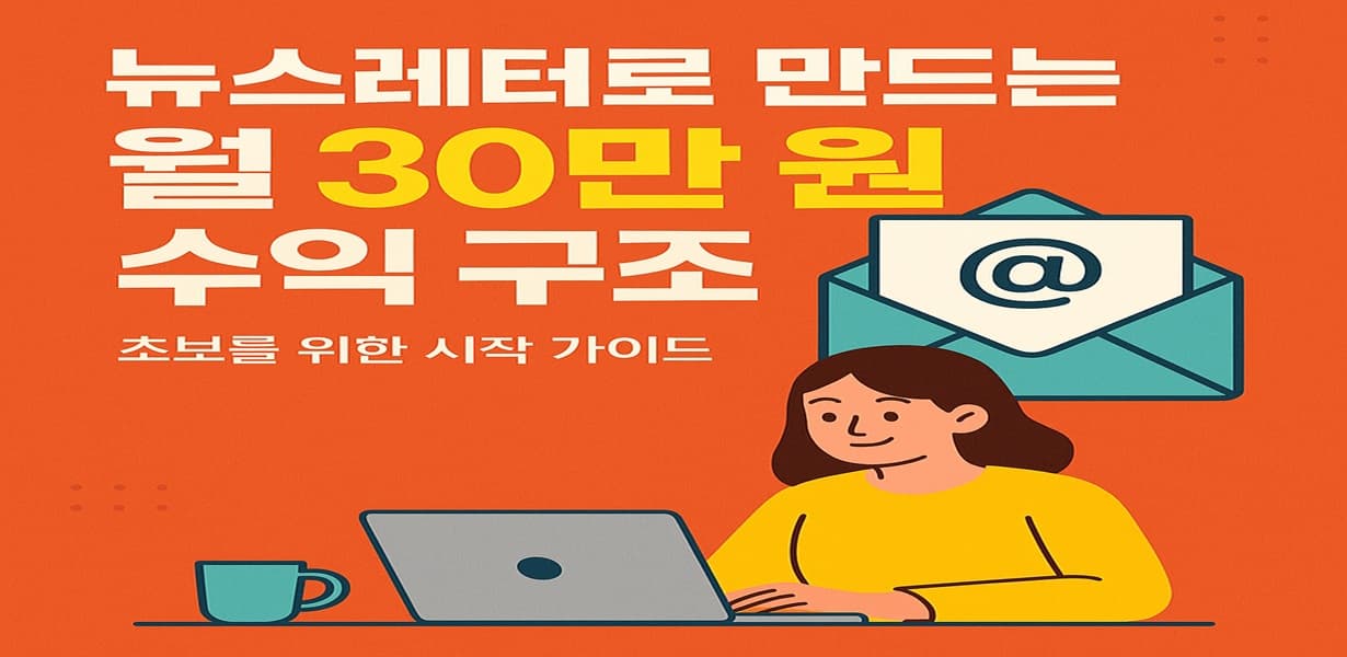 소규모 뉴스레터 구독자 기반으로 전자책 판매와 제휴 수익을 연결해 월 30만 원 수익을 만드는 구조 인포그래픽