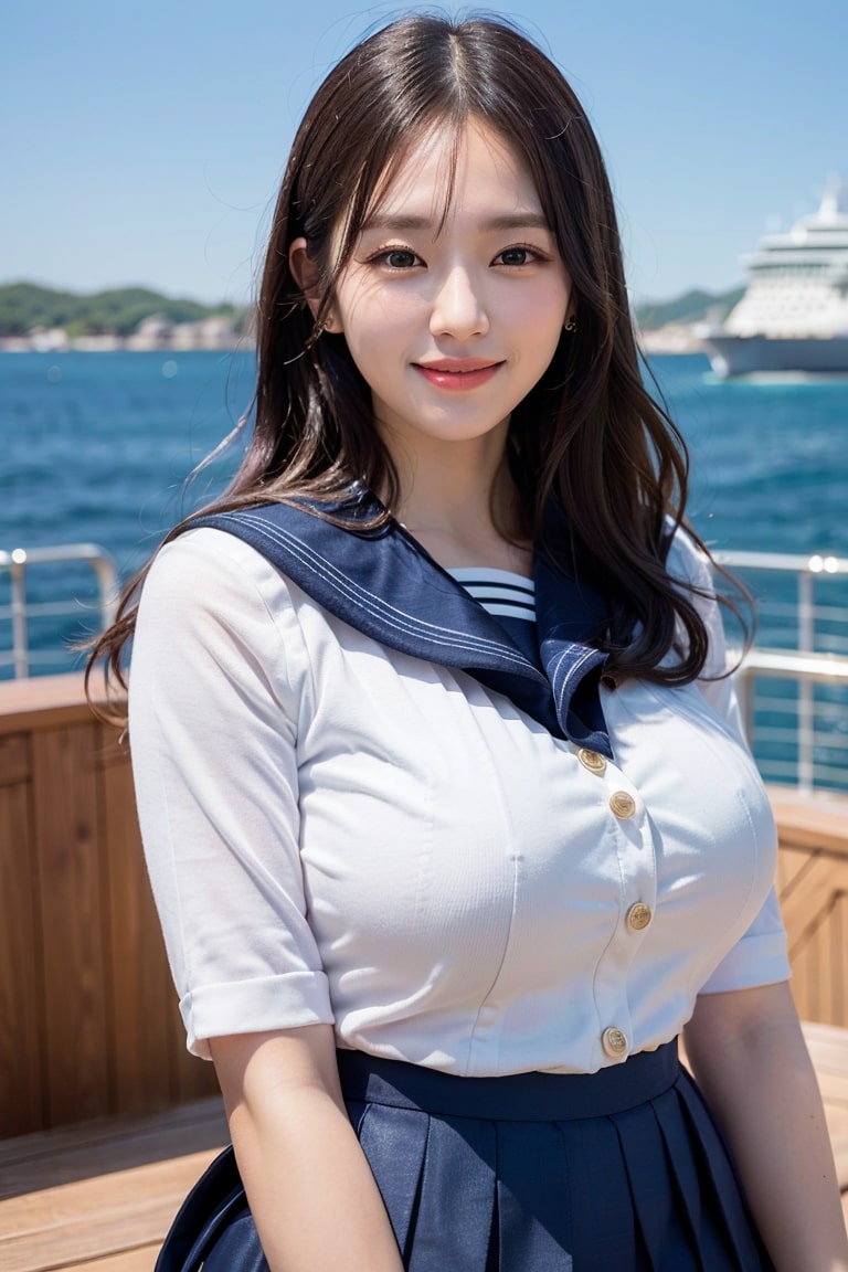  화이트 세라복 교복 입은 AI여자 만들기 그리기