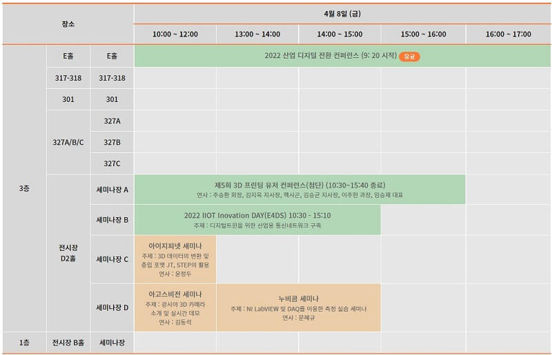 스마트공장 &bull; 자동화산업전 2022-컨퍼런스 3일차 일정