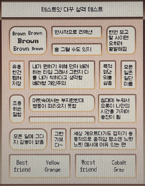 테스트잇 다꾸 성격테스트 ISFP Brown 브라운