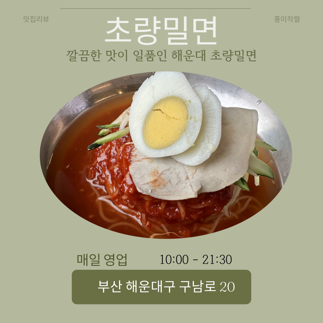  깔끔한 맛이 일품: 해운대 초량밀면