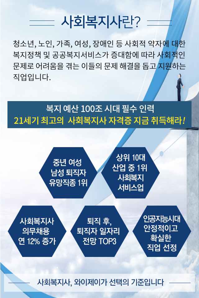  1년만에 사회복지사 자격증을 취득할 수 있는 마지막 기회! 와이제이 사회복지사