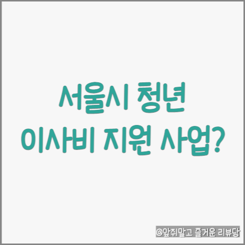  서울시 거주 청년 이사비 아낄 수 있는 방법 (~22'10.15)
