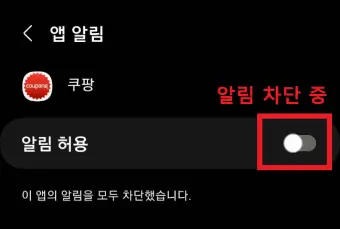 쿠팡-앱의-알림을-차단한-사진