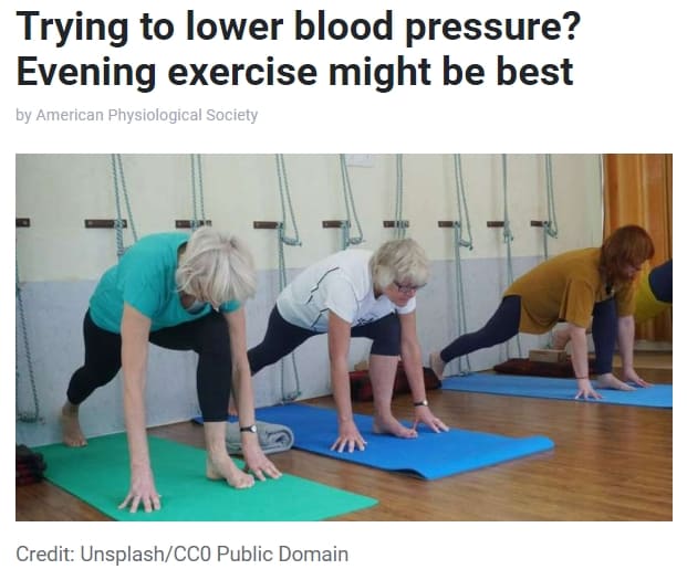  혈압 낮아지려면 이 시간에 운동하세요! Trying to lower blood pressure? Evening exercise might be best
