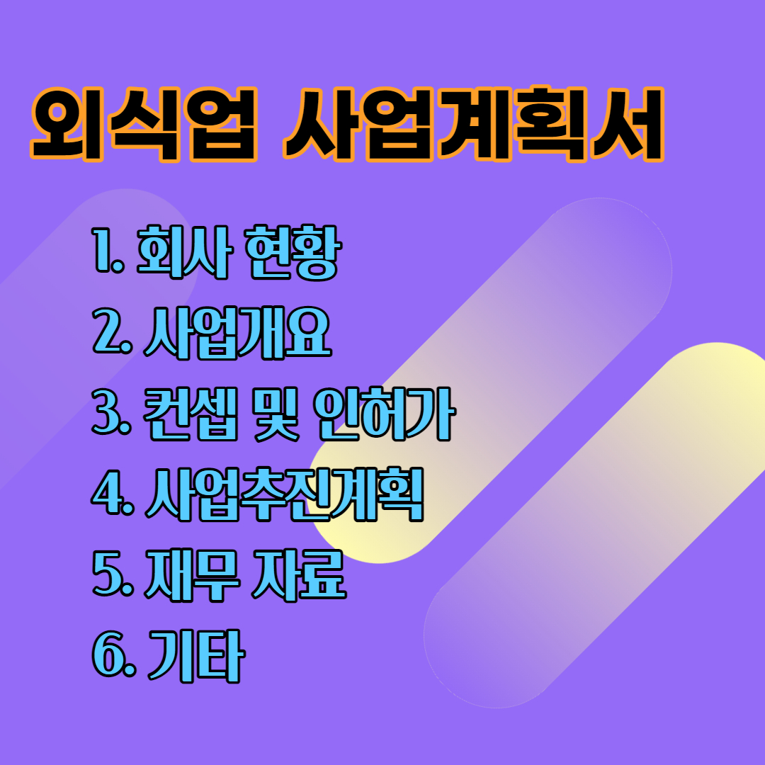  외식창업을 위한 사업계획서