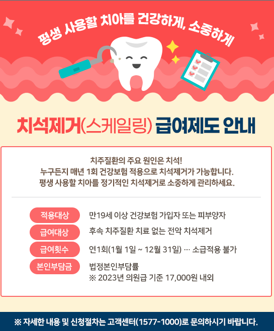 스케일링 건강보험 적용 안내문
