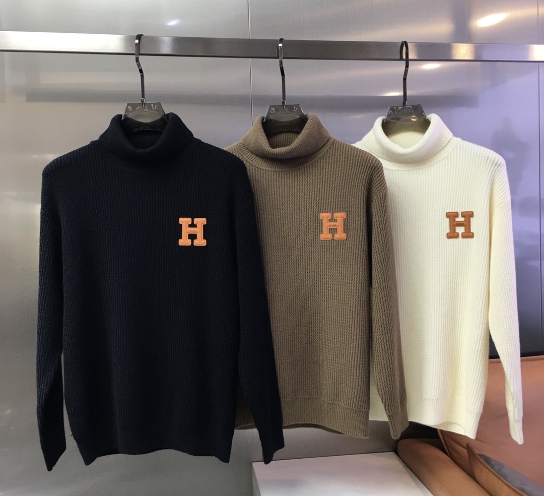  [HERMES] 에르메스 디테일 H 로고 터틀넥 니트 스웨터 (3 COLOR)