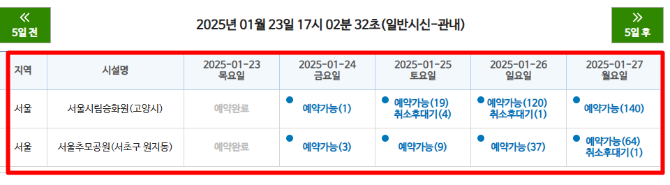 e하늘 장사정보시스템 화장장 화장터 예약방법