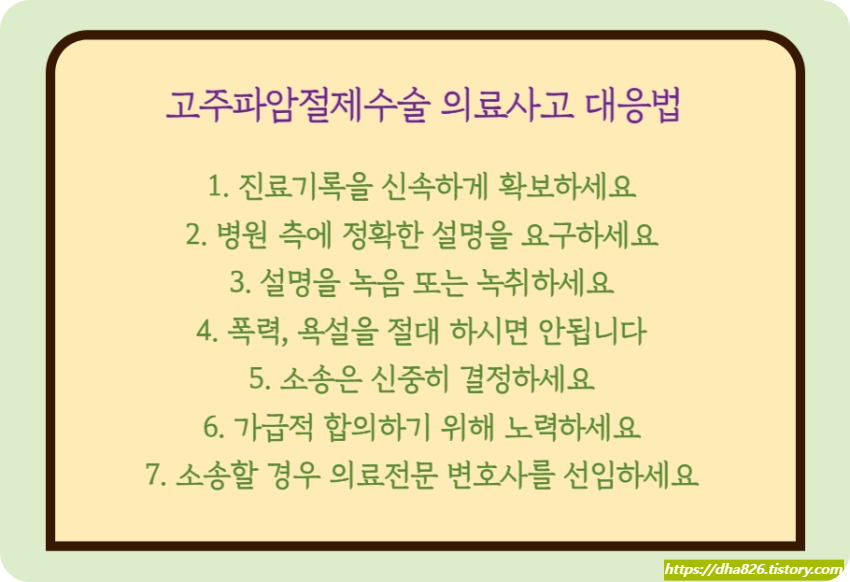 고주파암절제술 과정 의료사고 대응 방법