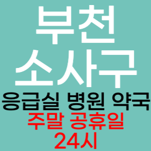 부천 소사구 주말 공휴일 약국 병원 응급실 찾기 토요일 일요일 야간진료 24시 심야 열린약국 영업시간 진료시간 추천 잘하는곳 수술 긴급