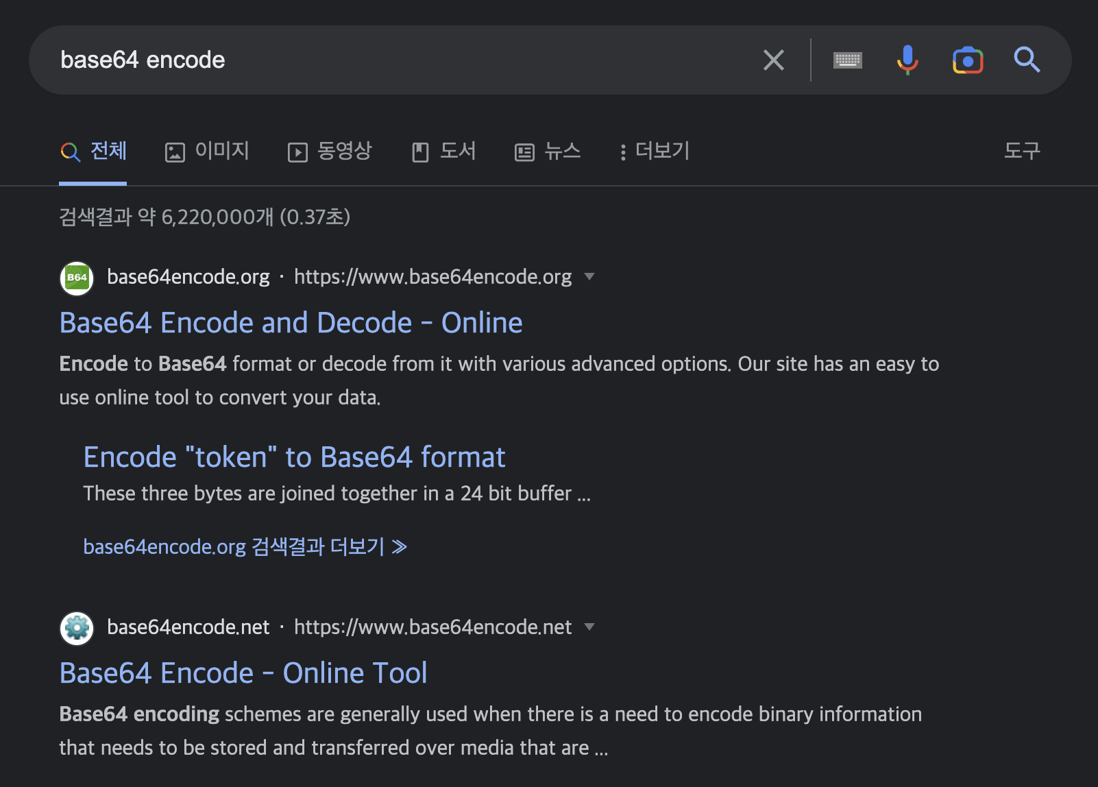 base64-encode-검색결과-모습이다.