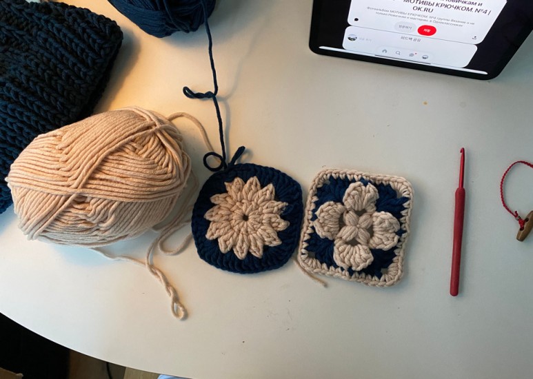 버터6 크림베이지피 콕블루 (바늘이야기키트) 대바늘뜨기 - 니트버킷햇, 12