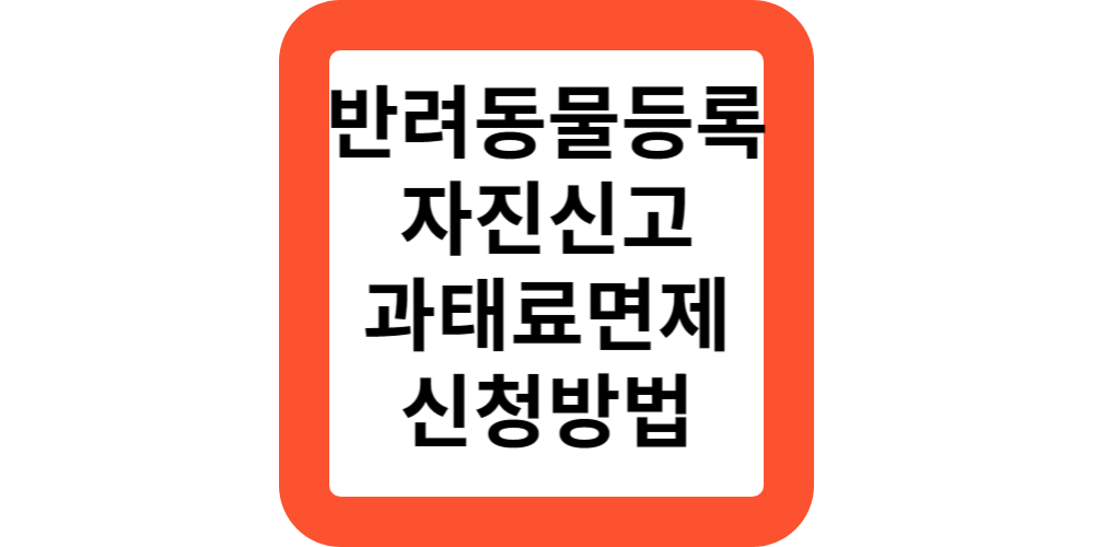  반려동물등록 자진신고 기간 과태료 60만원 면제 대상 신청방법