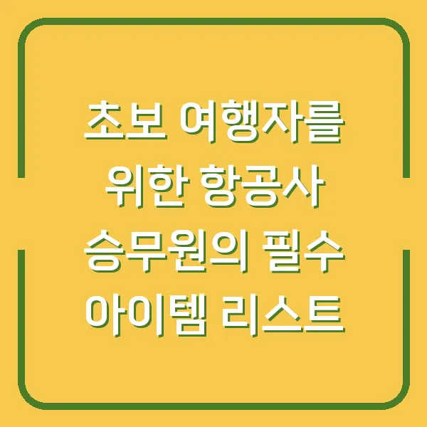 초보 여행자를 위한 항공사 승무원의 필수 아이템 리스트