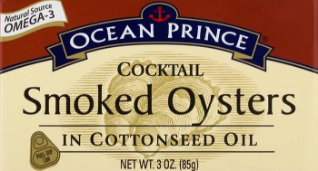 Ocean Prince Smoked Oysters&#44; in Cottonseed Oil&#44; Cocktail