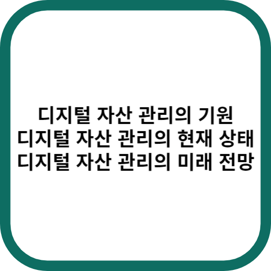 디지털 자산 관리의 기원, 디지털 자산 관리의 현재 상태, 디지털 자산 관리의 미래 전망