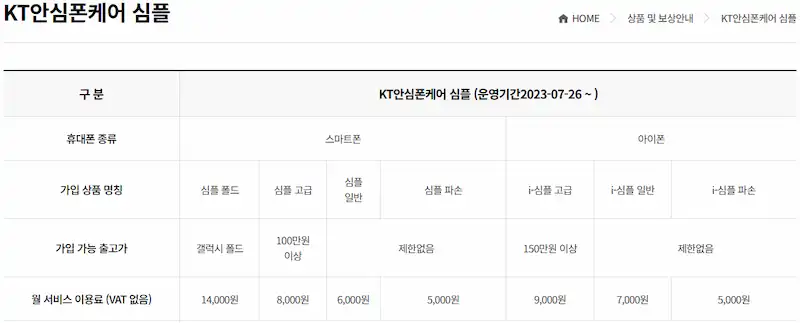 KT 안심폰케어 심플