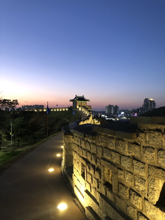 Enjoying a night walk at SUWON HWASEONG, Background location of famous Kdrama "Our Beloved Summer"