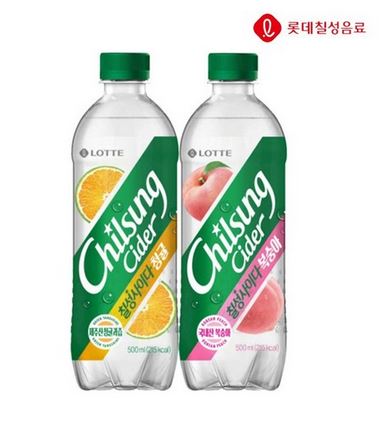 칠성사이다 복숭아&청귤 500ml X 각10개(총20개) 사이다 탄산음료 복숭아맛 청귤맛
