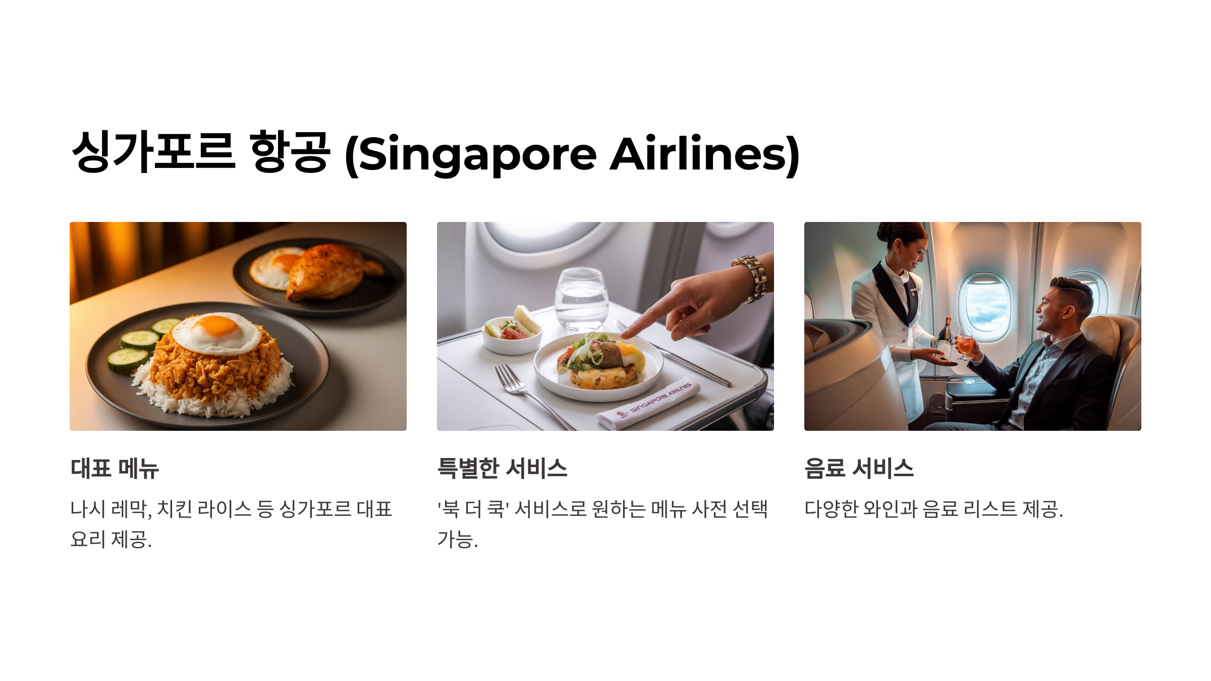 1. 싱가포르 항공 (Singapore Airlines)