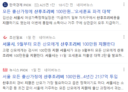 서울시 임산부 산후조리비 지원 뉴스 기사