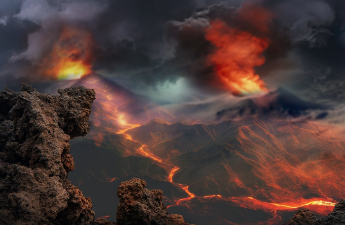 A volcanic eruption