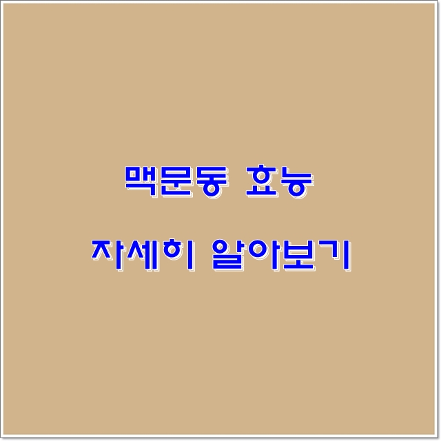 맥문동 효능