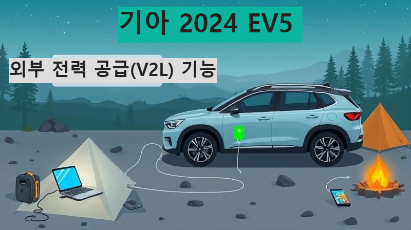 2024 기아 EV5의 V2L 기능으로 외부 기기를 사용하는 그림