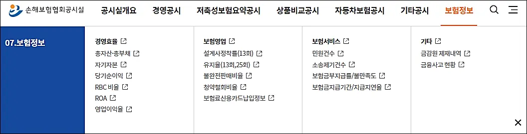 보험회사-공시자료-비교-손해보험협회