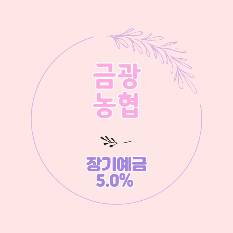  금광농협 특판 장기예금 금리 5.0% 비대면 가입방법