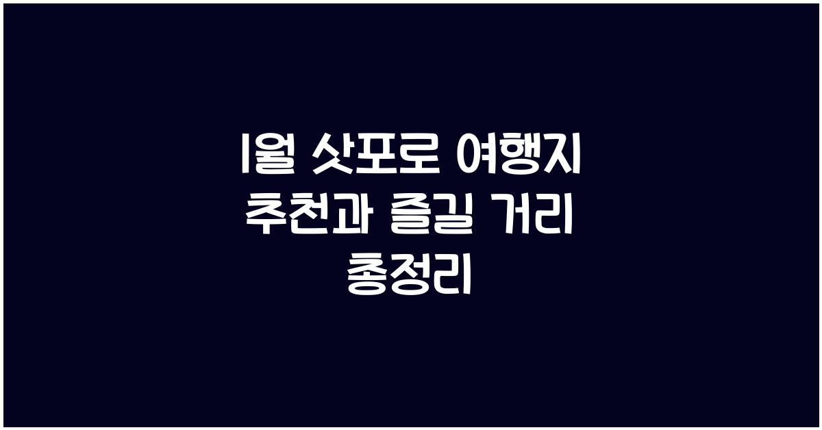 1월 삿포로 여행지 추천
