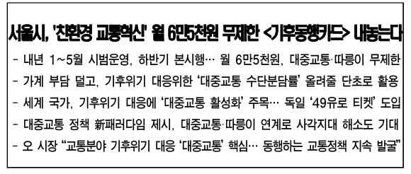 서울시 기후동행카드 보도자료