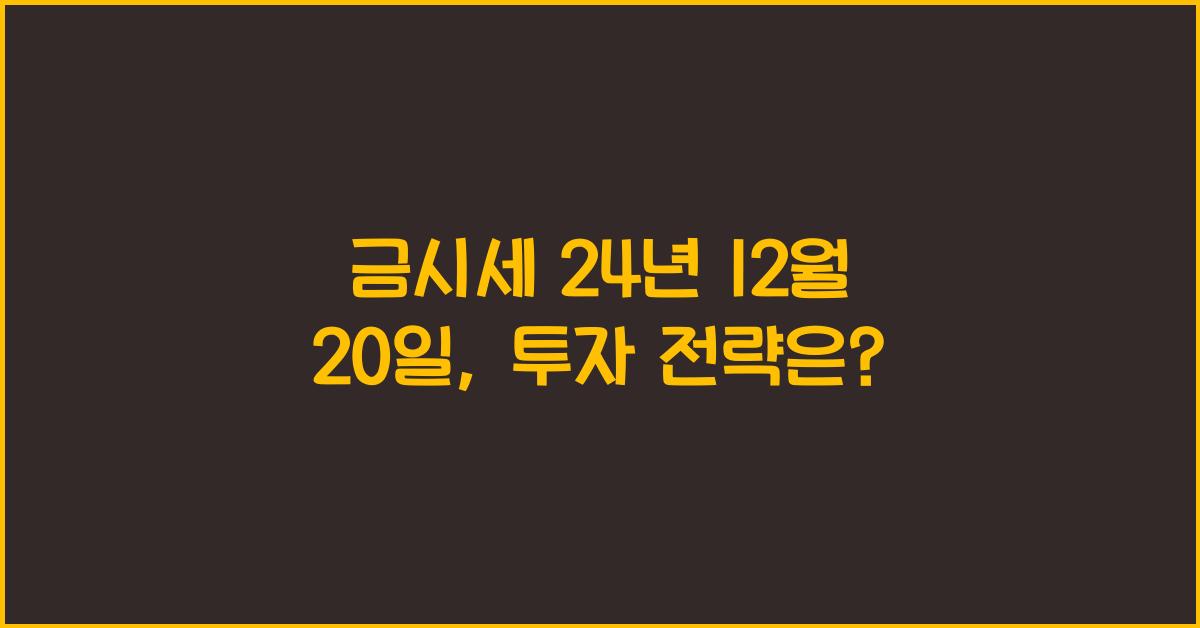 금시세 24년 12월 20일