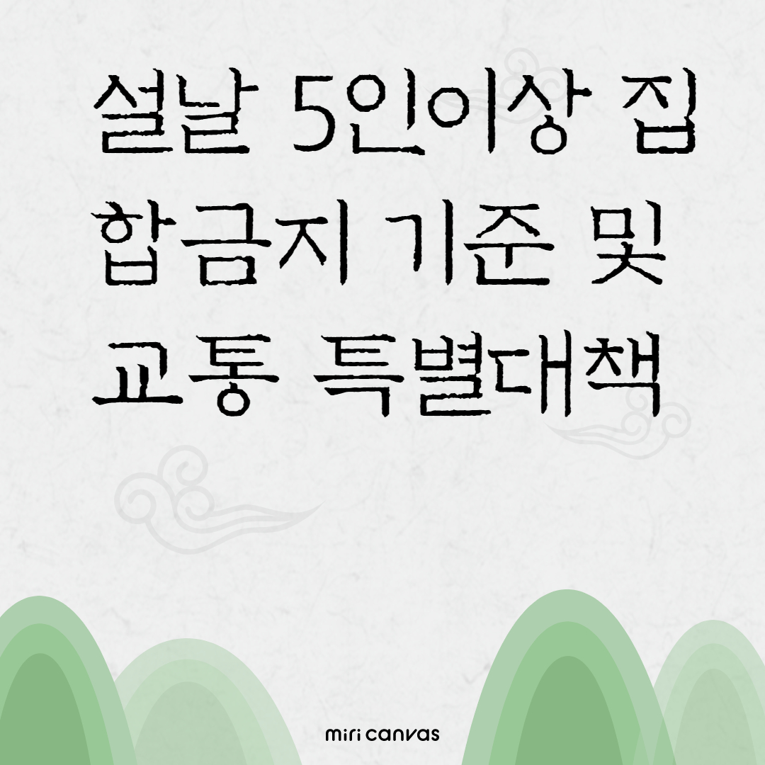  설날 5인이상 집합금지기준 및 교통특별대책 꼭 확인하세요.