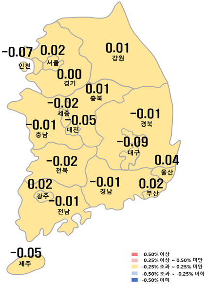 시도별 아파트 전세가격지수 변동률