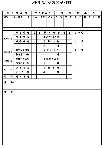  지적 및 조치 요구사항 양식
