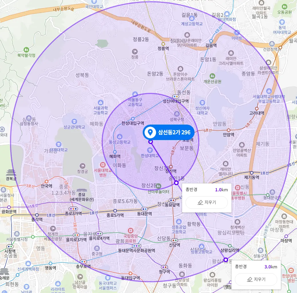 삼선 5구역 롯데캐슬 반경이미지