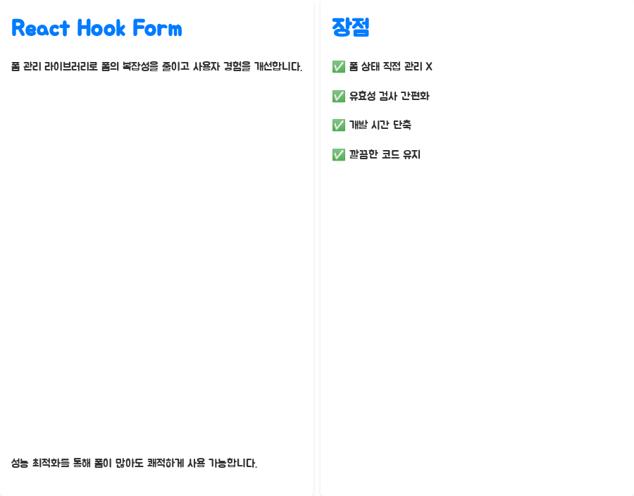 리액트 개발 핵심 전략: 인기 서드파티 훅 마스터하기 - React Hook Form: 폼 관리의 새로운 지평을 열다 리액트 개발 핵심 전략: 인기 서드파티 훅 마스터하기 - React Hook Form: 폼 관리의 새로운 지평을 열다