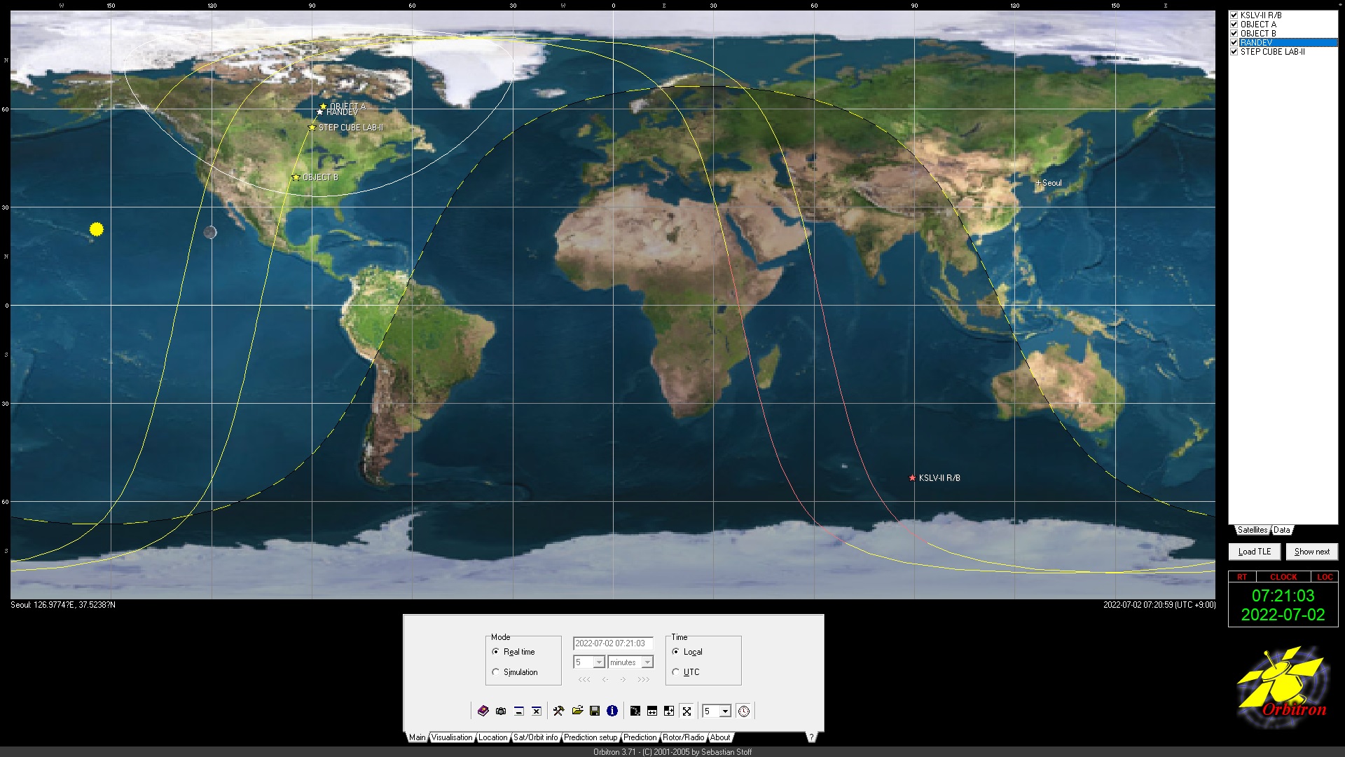 Obitron 카이스트 RANDEV 큐브위성 실시간 위치 추적