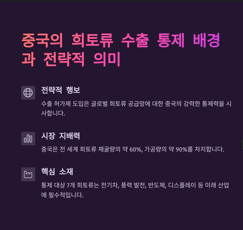 심화되는 미중 갈등 속 중국의 희토류 수출 통제 배경과 전략적 의미