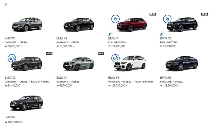 BMW SUV 종류