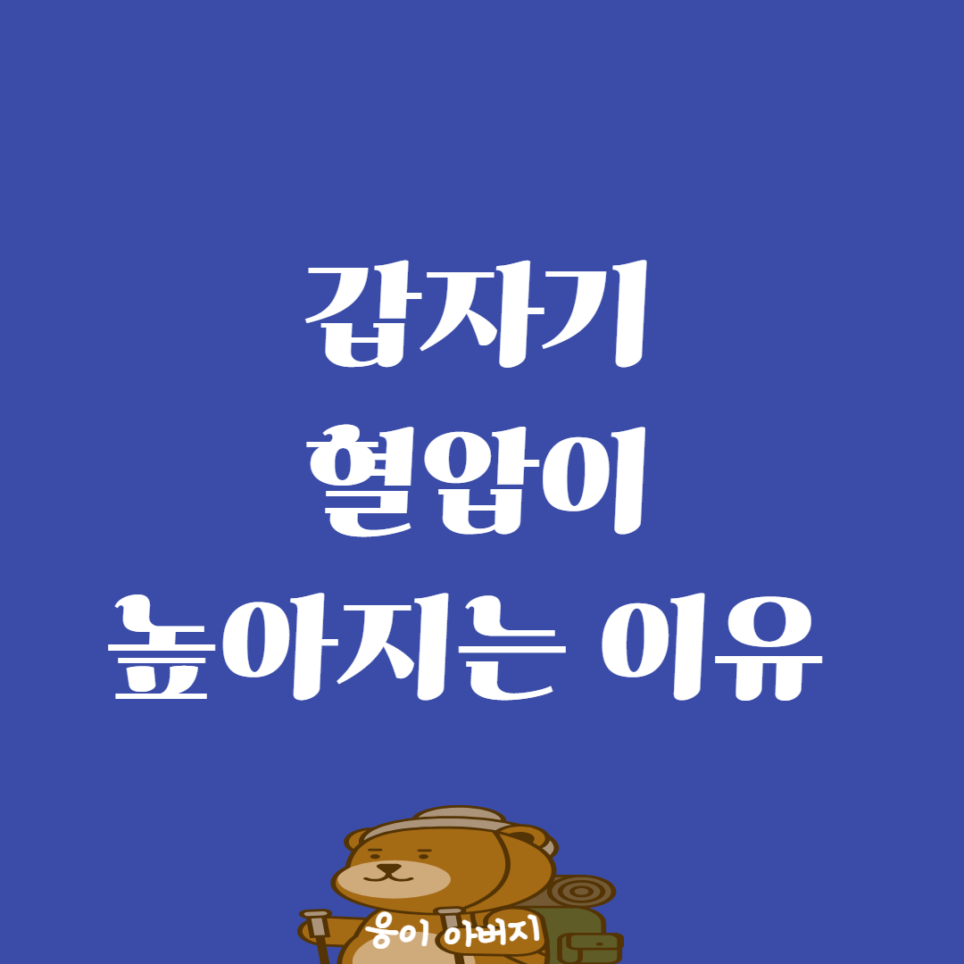 갑자기 혈압이 높아지는 이유 하루에 혈압 차이가 크다면1