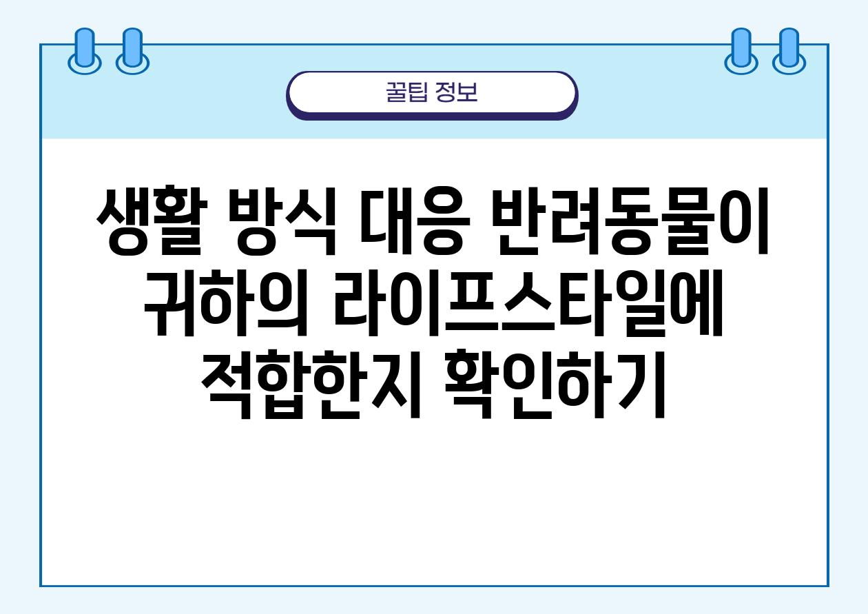 생활 방식 대응 반려동물이 귀하의 라이프스타일에 적합한지 확인하기