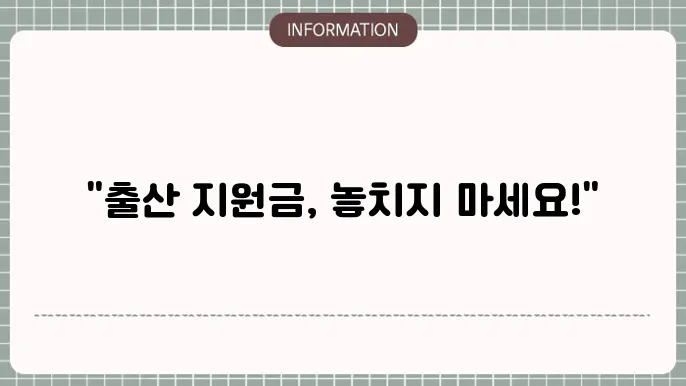 출산 지원금: 기본 정보 정리