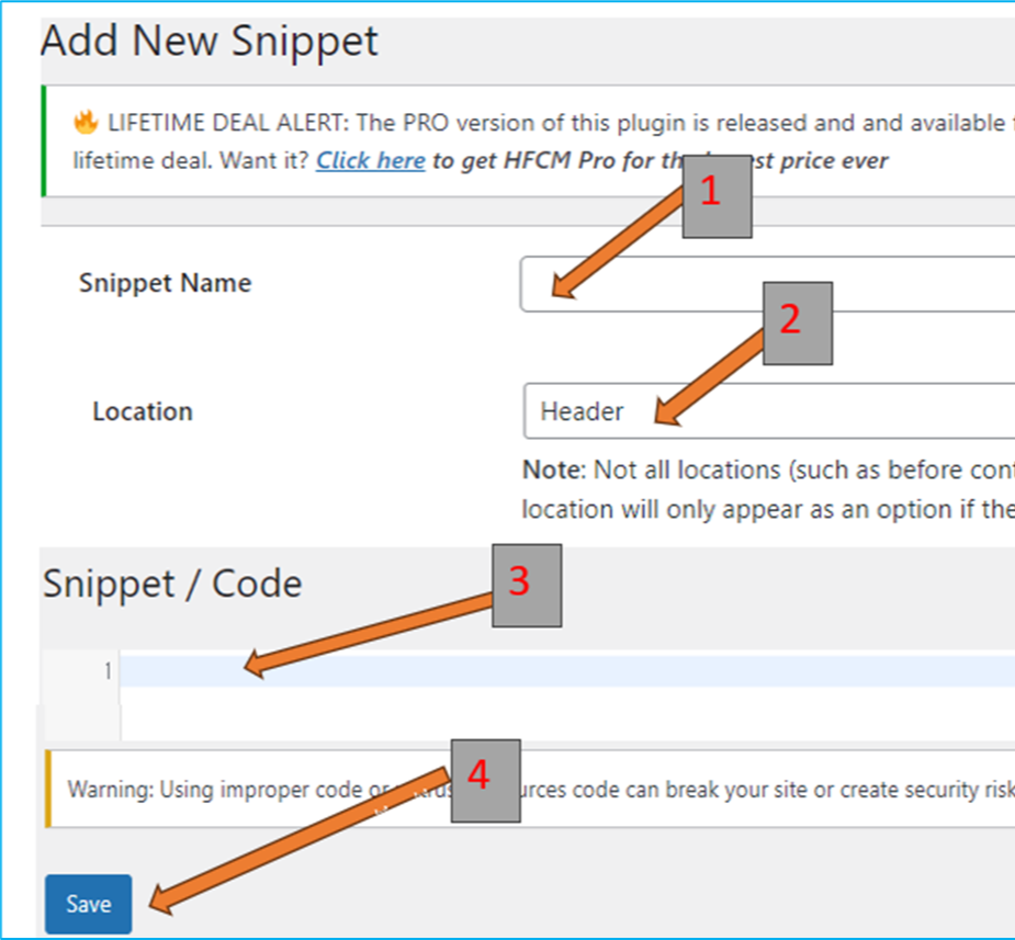 스니펫 코드 입력